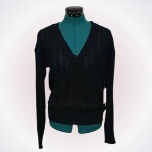 ASTR Black Open Knit Cross Front Sweater | Sz M, NWT